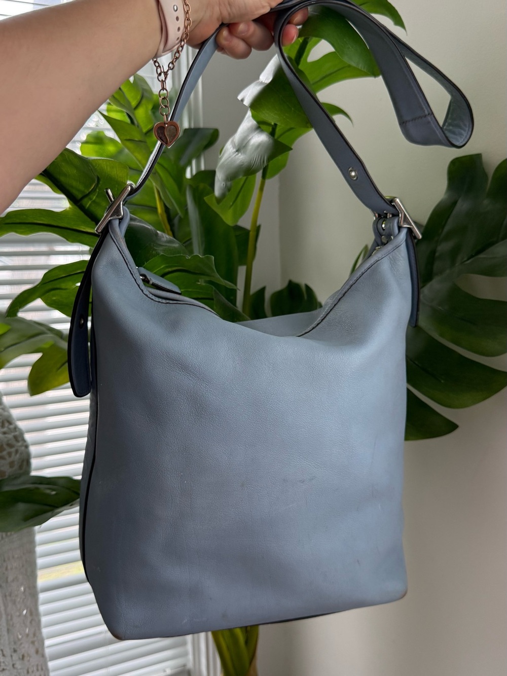 Blue Leather Hobo Bag Vintage Coach Legacy Leather Duffle 19889 Sky Blues